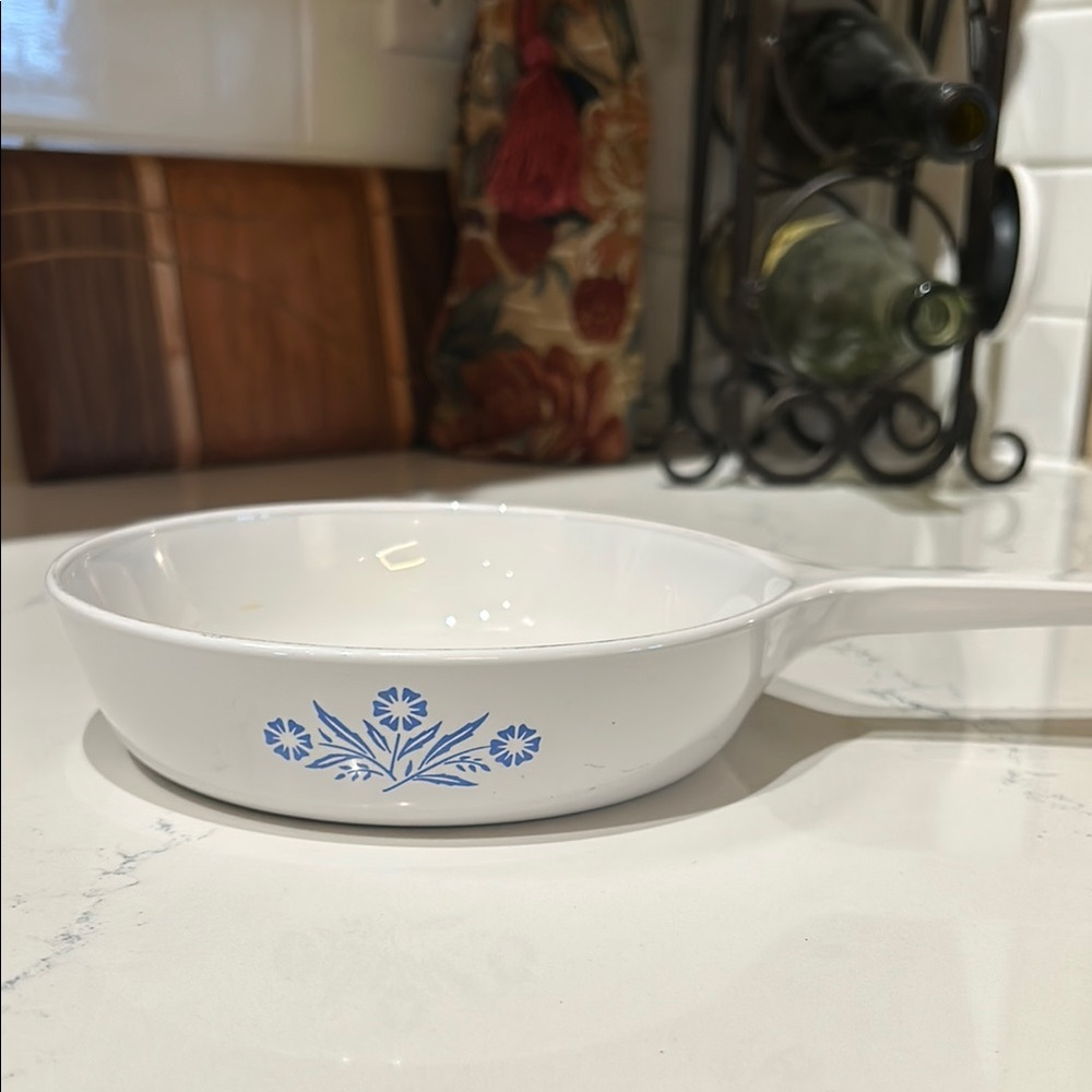Vintage CorningWare Blue and White Skillet